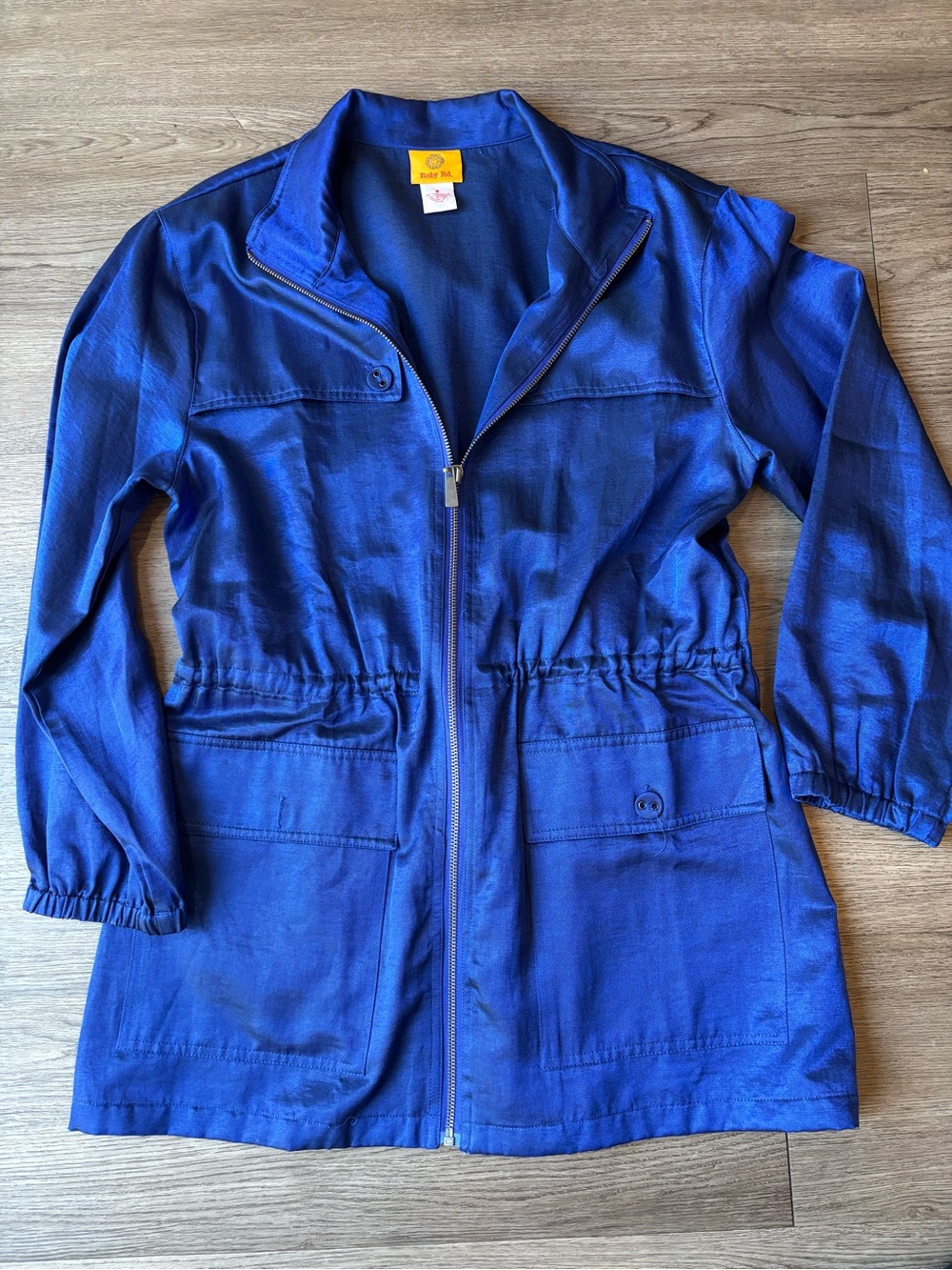 Ruby Rd. Royal Blue Full-Zip Iridescent Utility Jacket